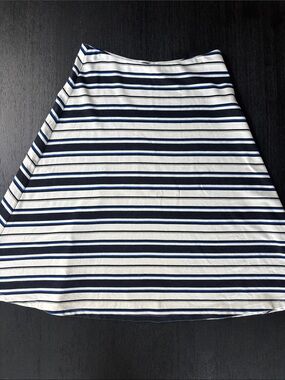 Lauren Ralph Lauren Navy, Black and White Striped Midi Skirt
